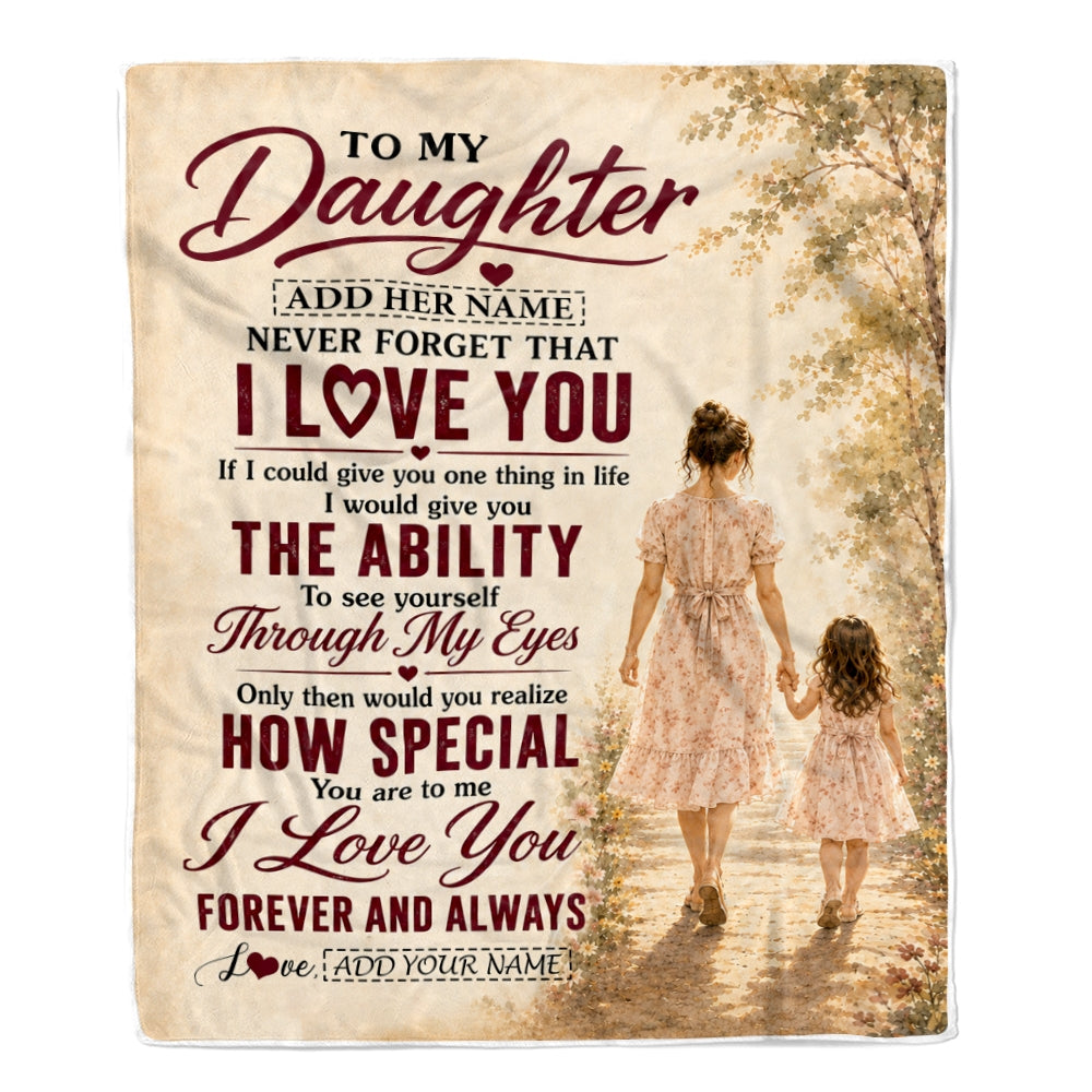 Personalized To My Daughter Gifts Blanket From Mom Mother Daughter Holding Hands Letter Birthday Gift Graduation Christmas Customized Bed Fleece Throw Blanket | siriusteestore