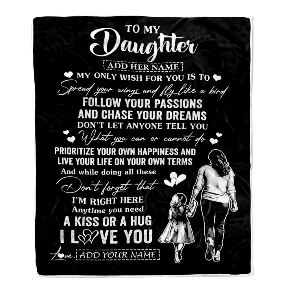 Personalized To My Daughter Gifts Blanket From Mom Mother My Only Wish For You Daughter Birthday Gifts Graduation Christmas Customized Fleece Throw Blanket | siriusteestore