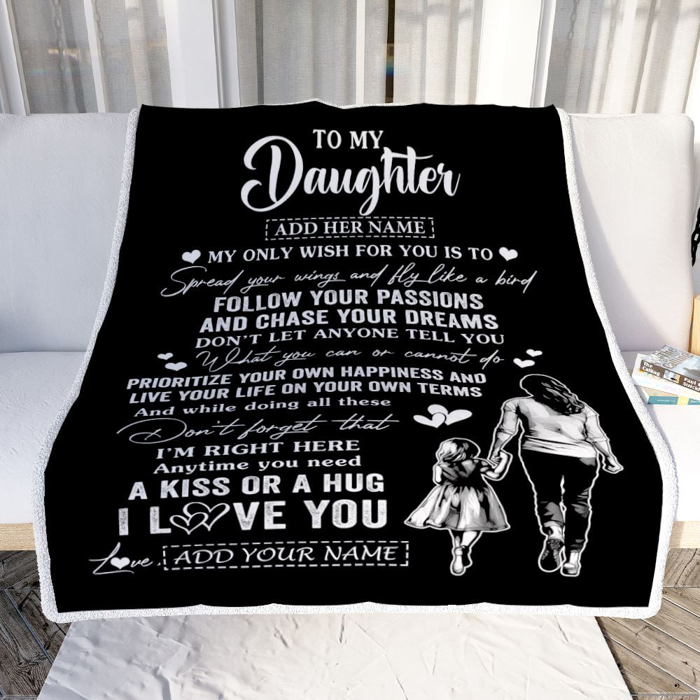 Personalized To My Daughter Gifts Blanket From Mom Mother My Only Wish For You Daughter Birthday Gifts Graduation Christmas Customized Fleece Throw Blanket | siriusteestore