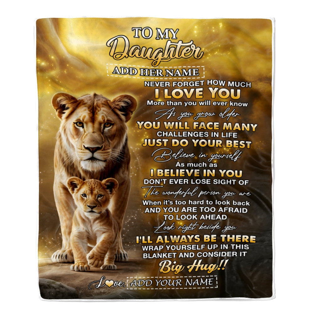 Personalized To My Daughter Gifts Blanket From Mom Mother Never Forget How Much I Love You Lion Daughter Birthday Gifts Christmas Customized Fleece Blanket | siriusteestore