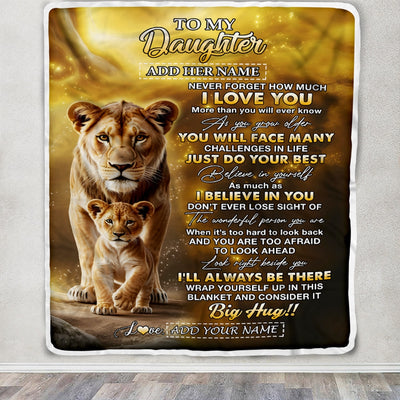Personalized To My Daughter Gifts Blanket From Mom Mother Never Forget How Much I Love You Lion Daughter Birthday Gifts Christmas Customized Fleece Blanket | siriusteestore