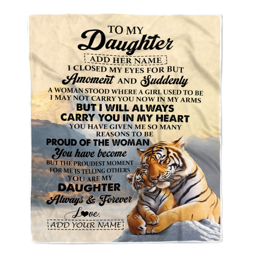 Personalized To My Daughter Gifts Blanket Tiger From Mom Dad Mother You Are My Daughter Birthday Gifts Graduation Christmas Custom Fleece Throw Blanket | siriusteestore