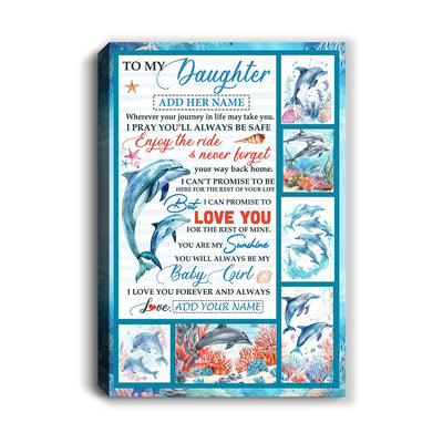 Personalized To My Daughter Gifts Canvas Dolphin From Mom Dad My Sunshine Baby Girl Daughter Birthday Gift Graduation Christmas Custom Wall Art Framed Canvas | siriusteestore