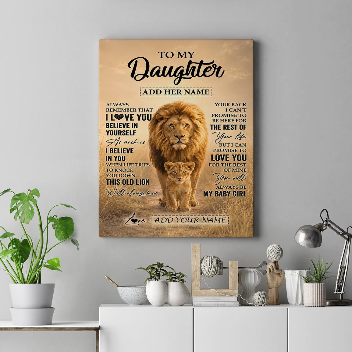 Personalized To My Daughter Gifts Canvas From Dad Father Always Remember Lion Gifts For Daughter Birthday Graduation Christmas Custom Wall Art Framed Canvas | siriusteestore