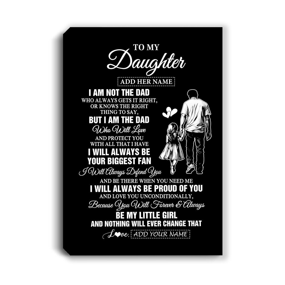 Personalized To My Daughter Gifts Canvas From Dad Father Biggest Fan Birthday Gifts For Daughter From Dad Daughter Christmas Custom Wall Art Framed Canvas | siriusteestore