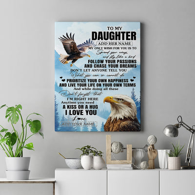Personalized To My Daughter Gifts Canvas From Mom Dad Eagle My Only Wish For You Daughter Birthday Gifts Graduation Christmas Custom Wall Art Print Framed Canvas | siriusteestore