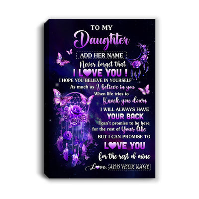 Personalized To My Daughter Gifts Canvas From Mom Dad Floral Butterfly Love You Daughter Birthday Gifts Graduation Christmas Custom Wall Art Printed Framed Canvas | siriusteestore