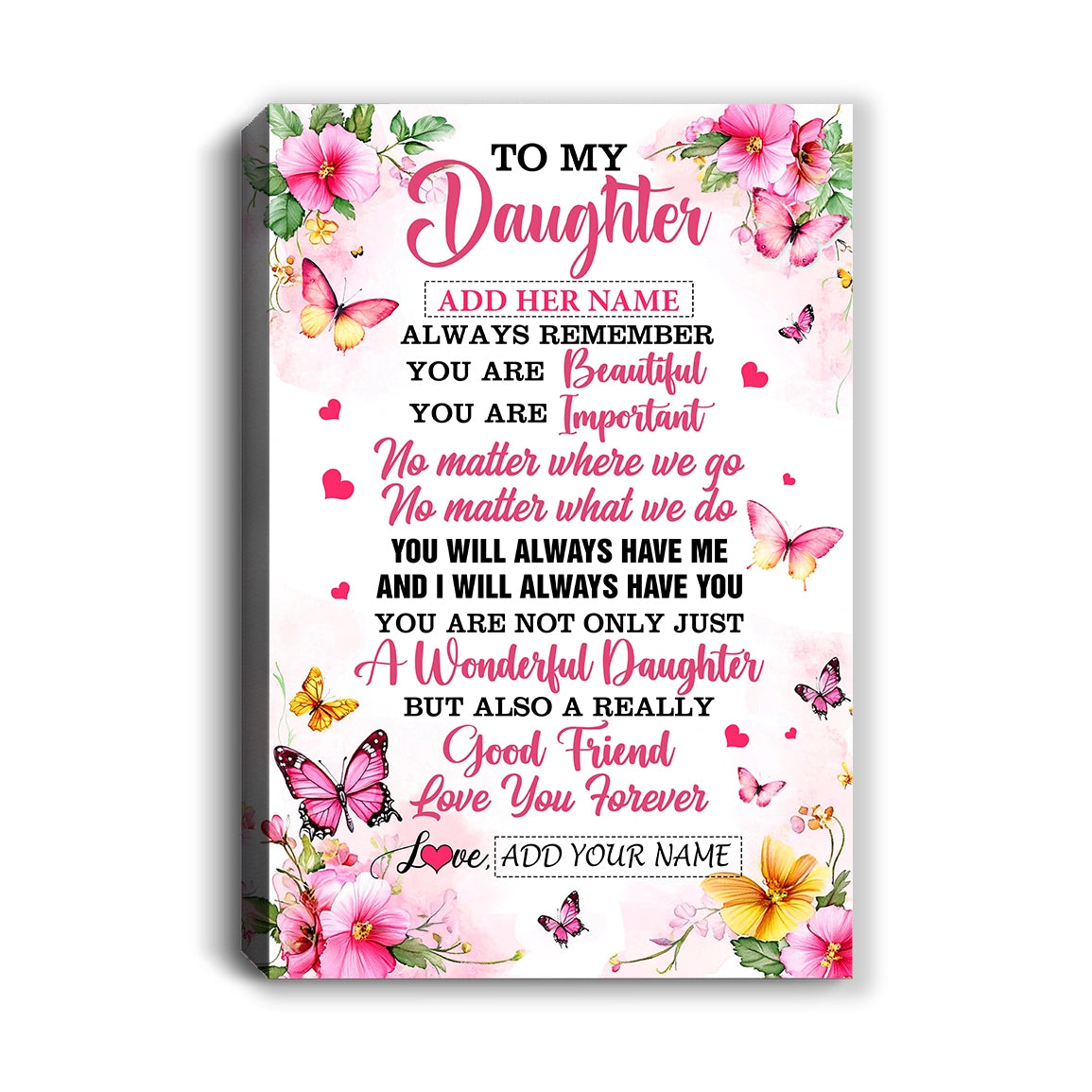 Personalized To My Daughter Gifts Canvas From Mom Dad Mother Father You Are Beautiful Birthday Gifts For Daughter Graduation Christmas Custom Wall Art Framed Canvas | siriusteestore