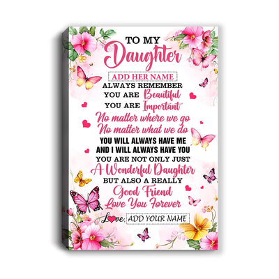 Personalized To My Daughter Gifts Canvas From Mom Dad Mother Father You Are Beautiful Birthday Gifts For Daughter Graduation Christmas Custom Wall Art Framed Canvas | siriusteestore