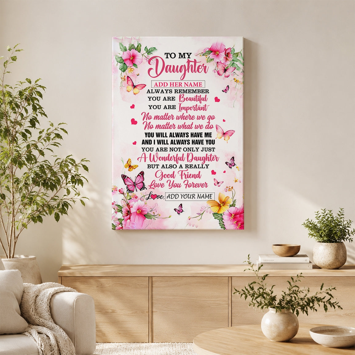 Personalized To My Daughter Gifts Canvas From Mom Dad Mother Father You Are Beautiful Birthday Gifts For Daughter Graduation Christmas Custom Wall Art Framed Canvas | siriusteestore