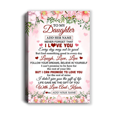 Personalized To My Daughter Gifts Canvas From Mom Dad Mother Floral I Love You Birthday Gifts For Daughter Graduation Christmas Customized Wall Art Framed Canvas | siriusteestore