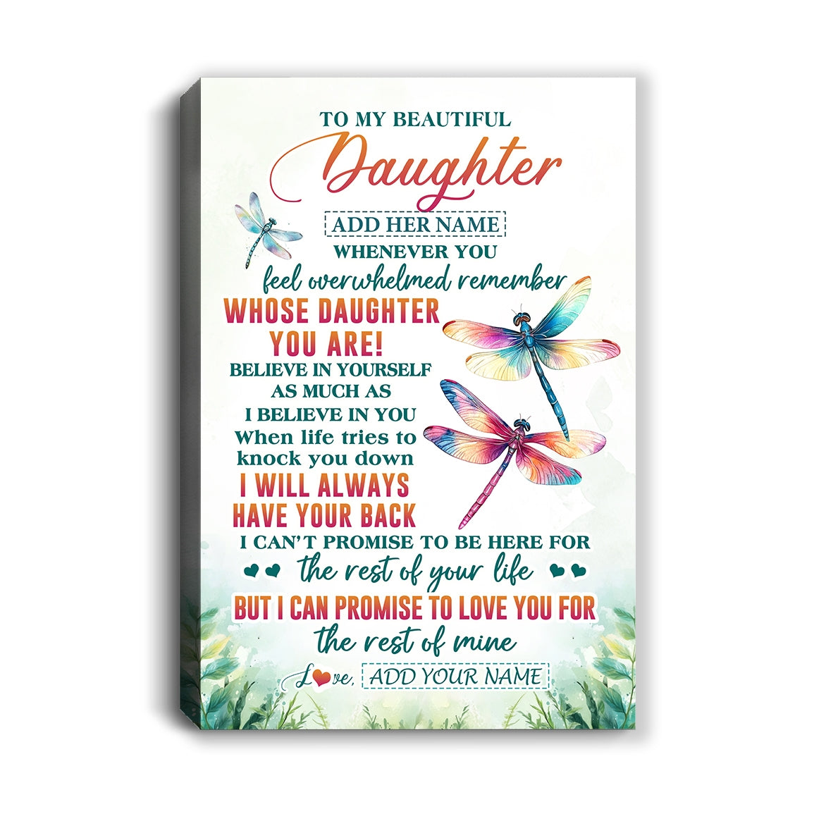 Personalized To My Daughter Gifts Canvas From Mom Dad Mother Whenever You Feel Dragonfly Daughter Birthday Gifts Christmas Custom Wall Art Framed Canvas | siriusteestore
