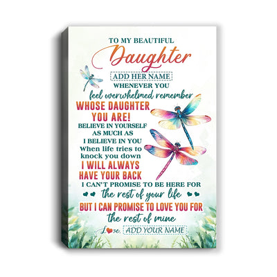 Personalized To My Daughter Gifts Canvas From Mom Dad Mother Whenever You Feel Dragonfly Daughter Birthday Gifts Christmas Custom Wall Art Framed Canvas | siriusteestore