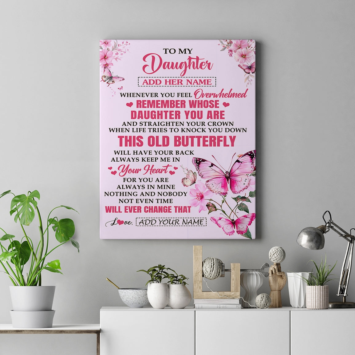 Personalized To My Daughter Gifts Canvas From Mom Dad Whenever Butterfly Unique Birthday Gifts For Daughter Graduation Christmas Custom Wall Art Print Framed Canvas | siriusteestore