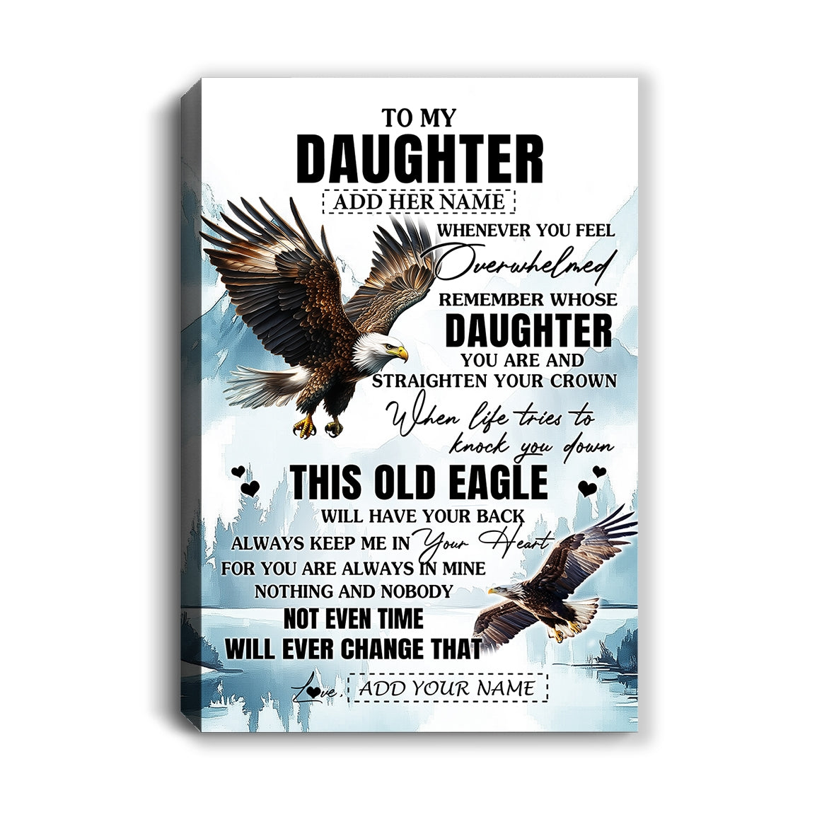 Personalized To My Daughter Gifts Canvas From Mom Dad Whenever Eagle Unique Birthday Gifts For Daughter Graduation Christmas Custom Wall Decor Wall Art Framed Canvas | siriusteestore