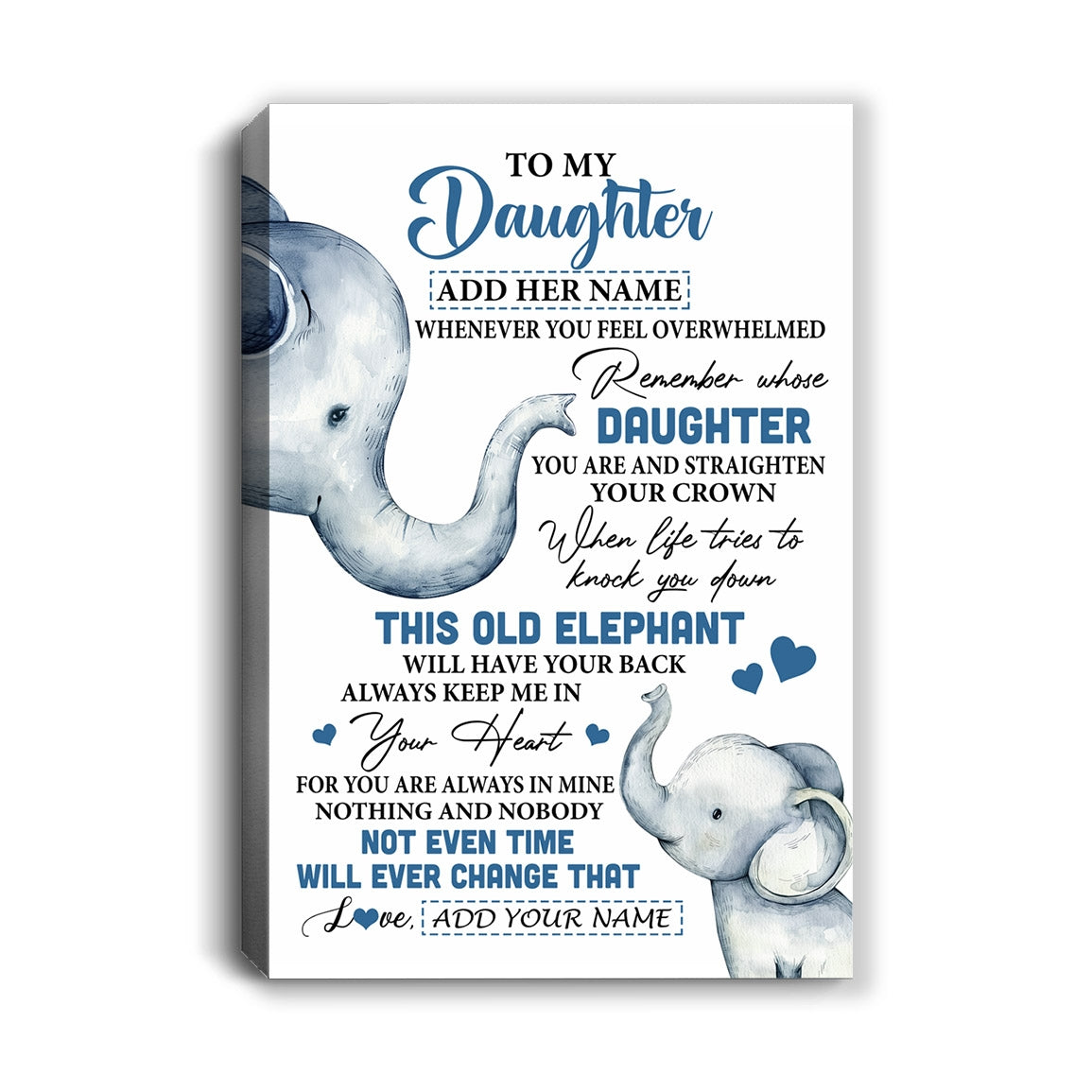 Personalized To My Daughter Gifts Canvas From Mom Dad Whenever Elephant Unique Birthday Gifts For Daughter Graduation Christmas Custom Custom Art Print Framed Canvas | siriusteestore
