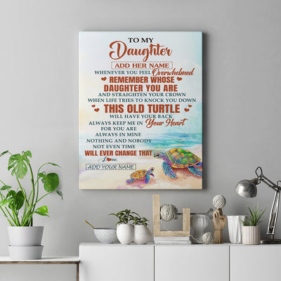 Personalized To My Daughter Gifts Canvas From Mom Dad Whenever Turtle Unique Birthday Gifts For Daughter Graduation Christmas Custom Wall Art Print Framed Canvas | siriusteestore