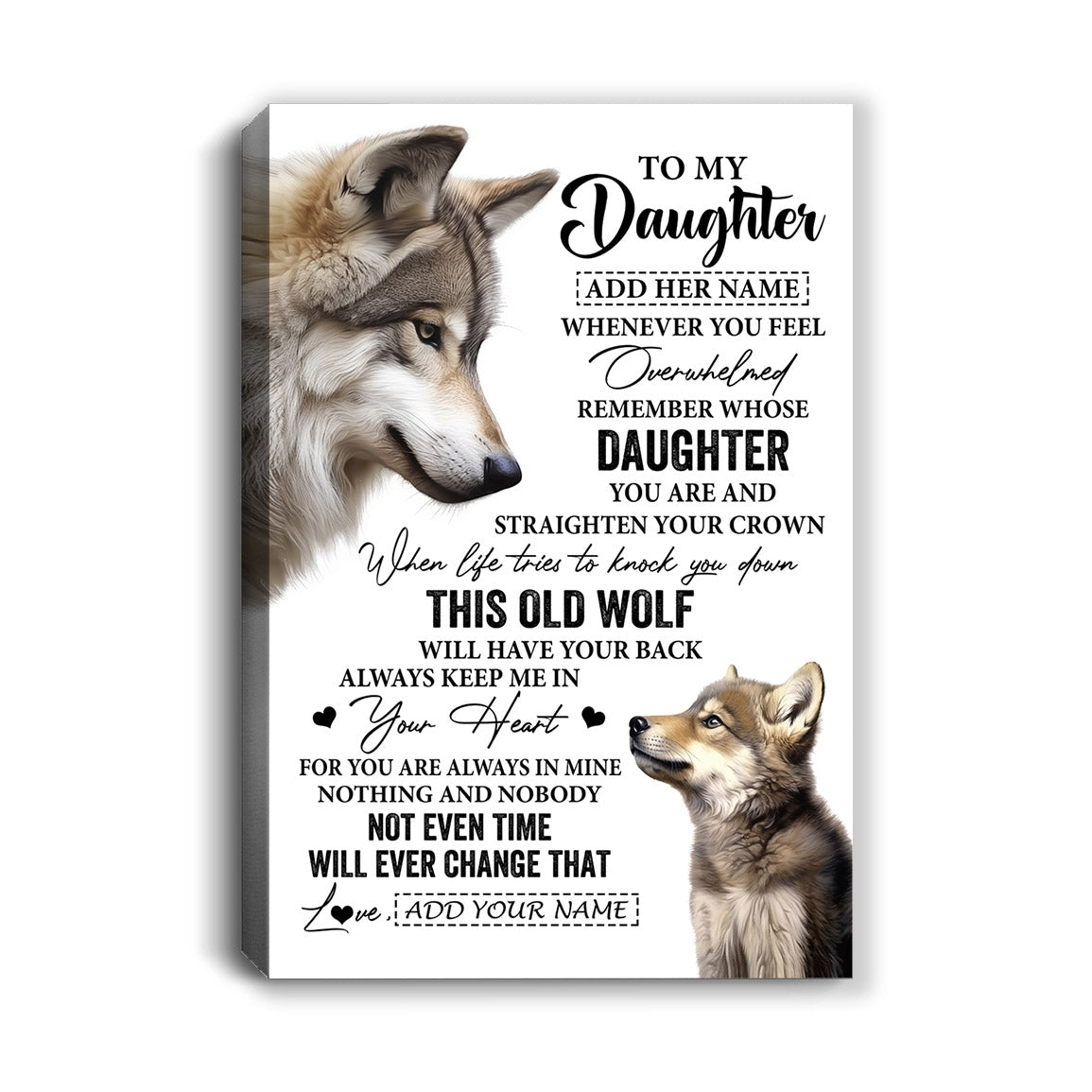 Personalized To My Daughter Gifts Canvas From Mom Dad Whenever Wolf Unique Birthday Gifts For Daughter Graduation Christmas Custom Wall Art Print Framed Canvas | siriusteestore
