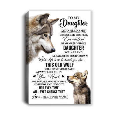 Personalized To My Daughter Gifts Canvas From Mom Dad Whenever Wolf Unique Birthday Gifts For Daughter Graduation Christmas Custom Wall Art Print Framed Canvas | siriusteestore