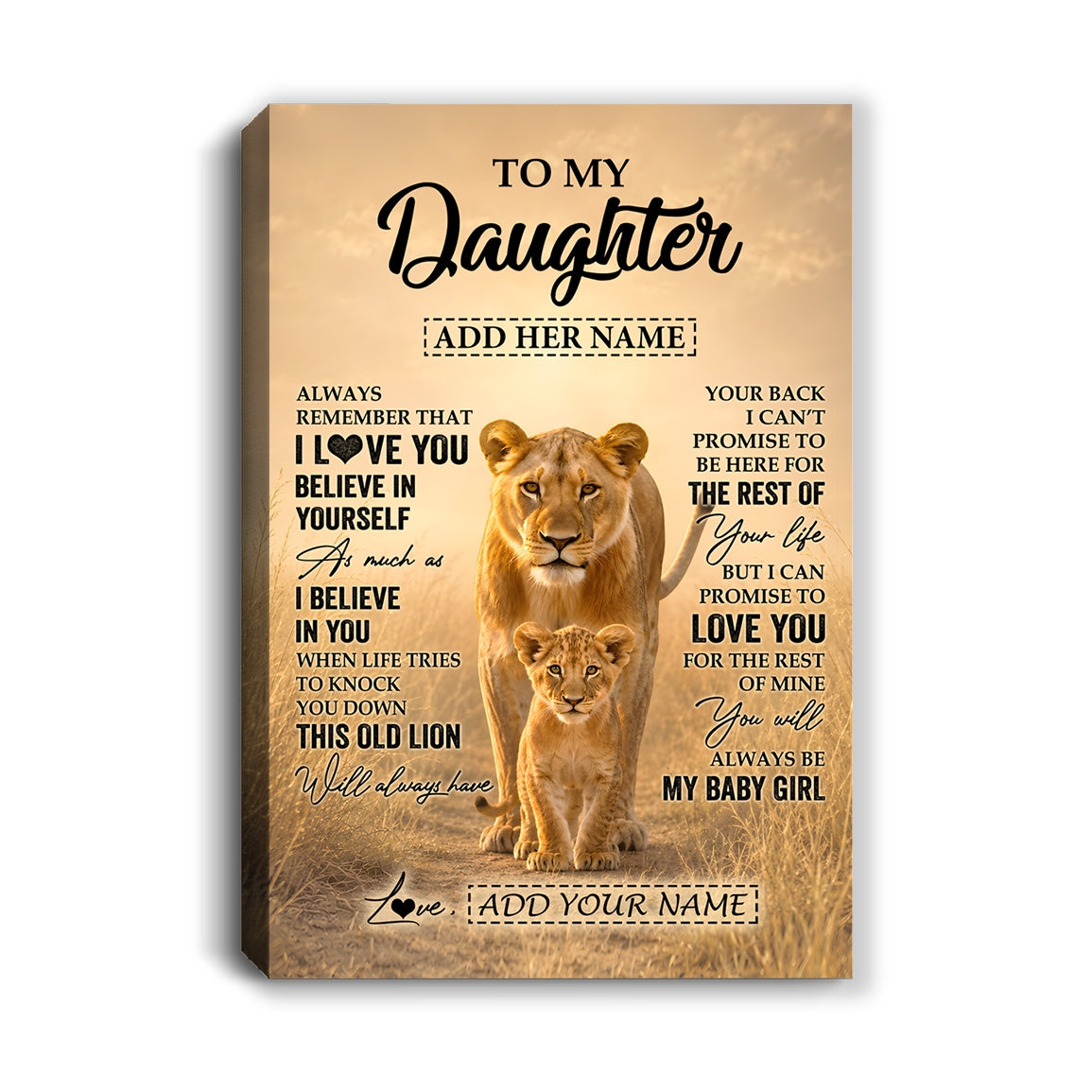 Personalized To My Daughter Gifts Canvas From Mom Mother Always Remember Lion Gifts For Daughter Birthday Graduation Christmas Custom Wall Art Framed Canvas | siriusteestore