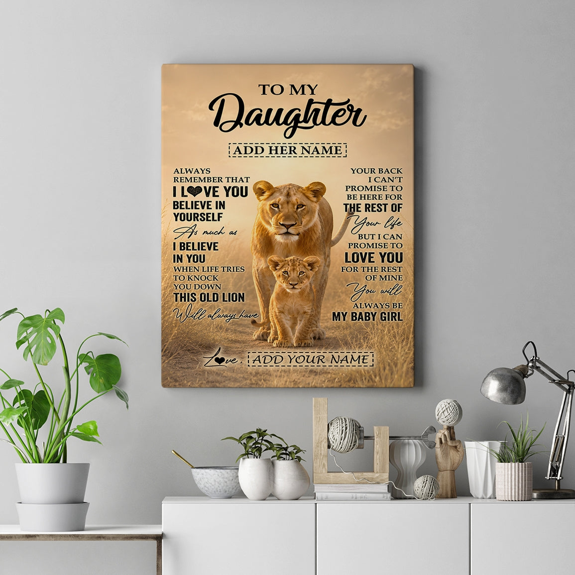 Personalized To My Daughter Gifts Canvas From Mom Mother Always Remember Lion Gifts For Daughter Birthday Graduation Christmas Custom Wall Art Framed Canvas | siriusteestore