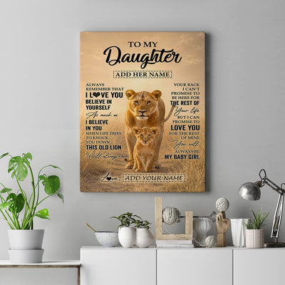 Personalized To My Daughter Gifts Canvas From Mom Mother Always Remember Lion Gifts For Daughter Birthday Graduation Christmas Custom Wall Art Framed Canvas | siriusteestore
