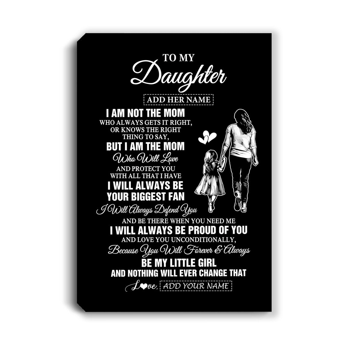 Personalized To My Daughter Gifts Canvas From Mom Mother Biggest Fan Birthday Gifts For Daughter From Mom Daughter Christmas Custom Wall Art Framed Canvas | siriusteestore