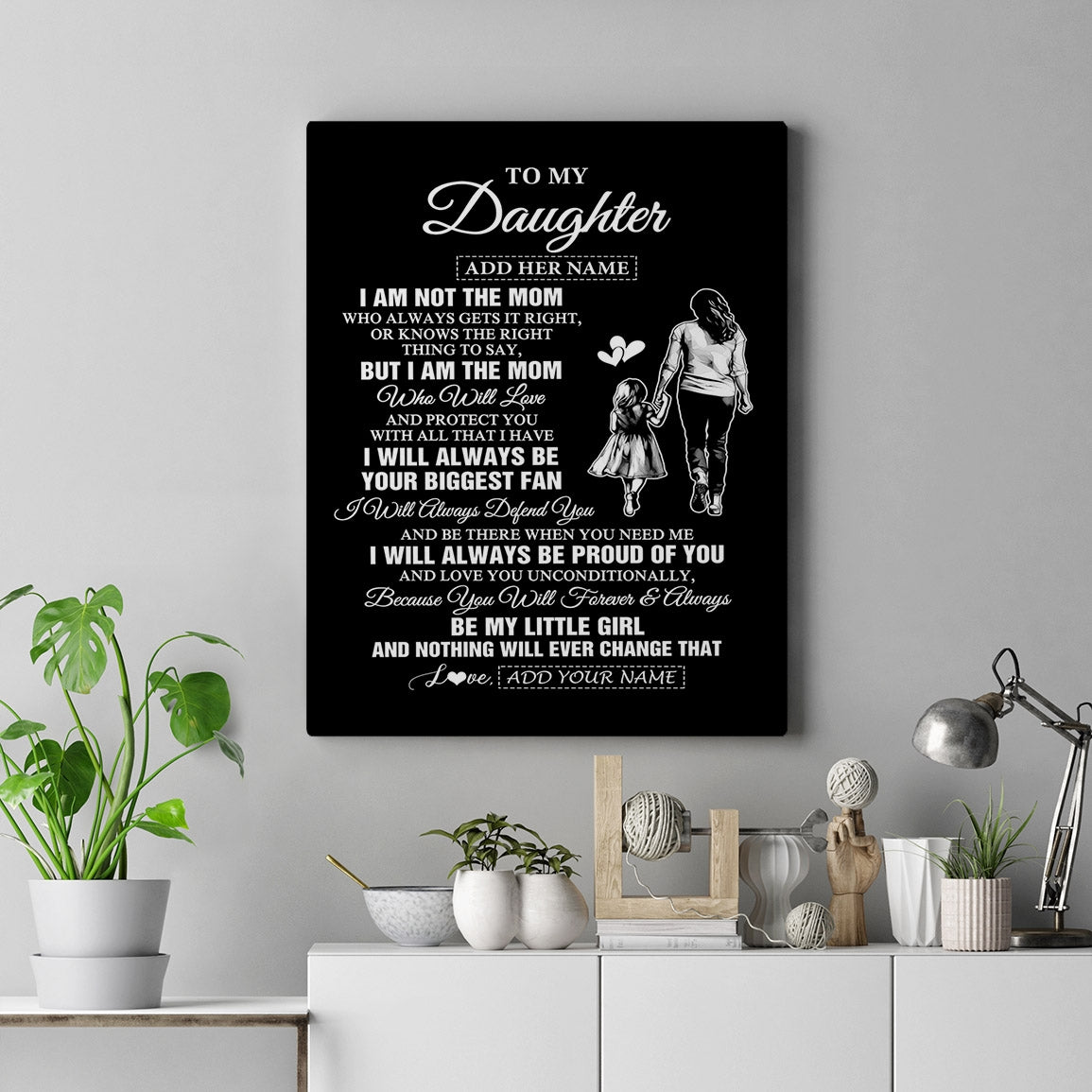 Personalized To My Daughter Gifts Canvas From Mom Mother Biggest Fan Birthday Gifts For Daughter From Mom Daughter Christmas Custom Wall Art Framed Canvas | siriusteestore