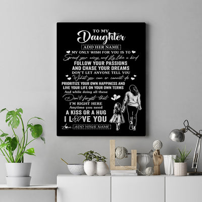 Personalized To My Daughter Gifts Canvas From Mom Mother My Only Wish For You Daughter Birthday Gifts Graduation Christmas Custom Wall Art Print Framed Canvas | siriusteestore