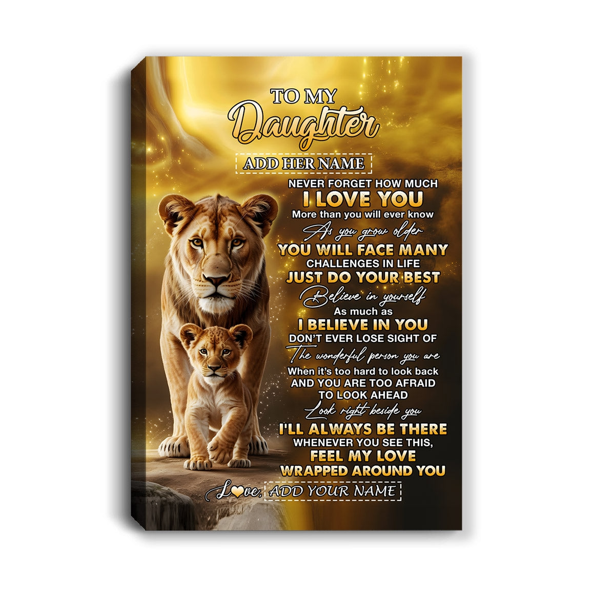 Personalized To My Daughter Gifts Canvas From Mom Mother Never Forget How Much I Love You Lion Daughter Birthday Gifts Graduation Christmas Custom Art Framed Canvas | siriusteestore