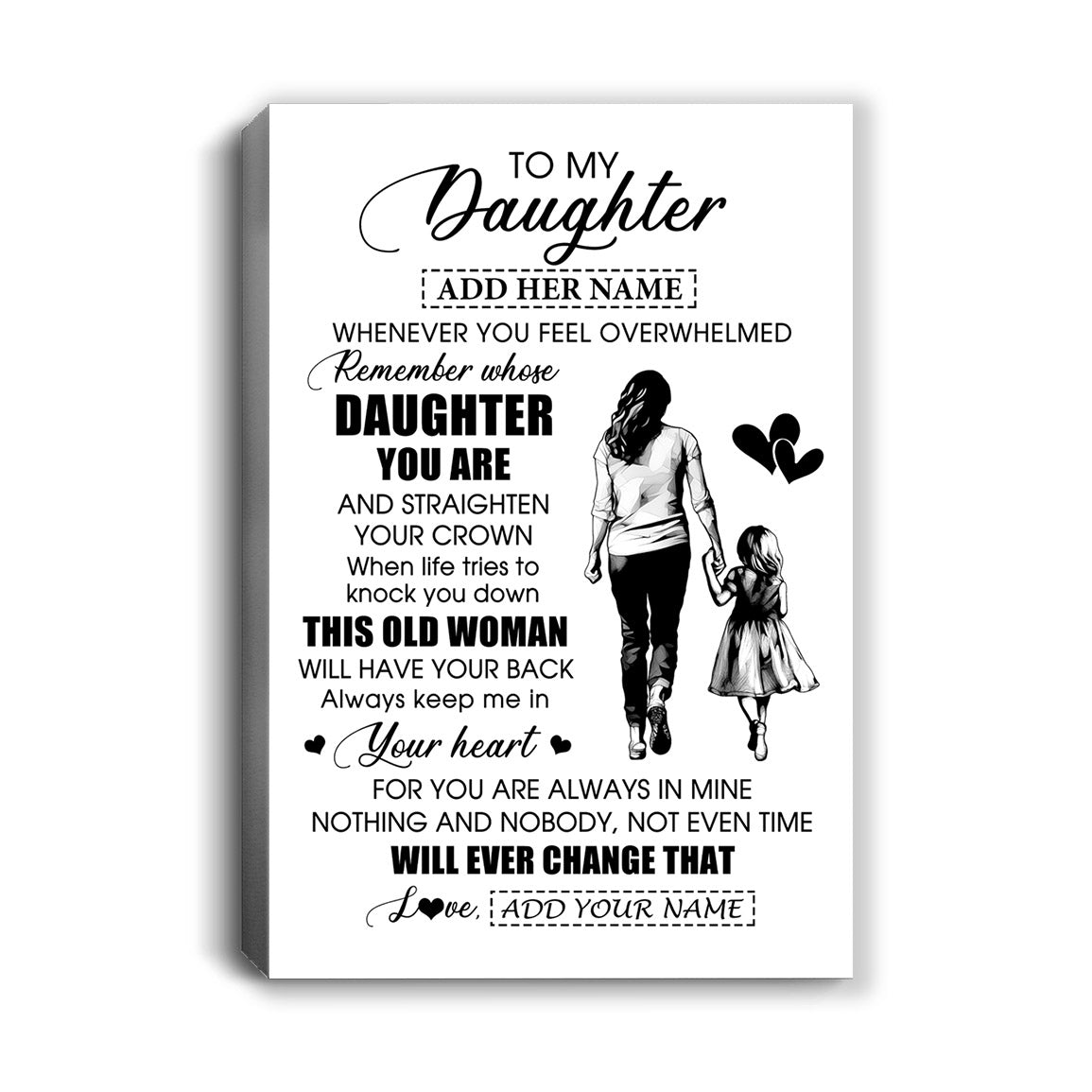 Personalized To My Daughter Gifts Canvas From Mom Mother Whenever Woman Unique Birthday Gifts For Daughter Graduation Christmas Custom Wall Art Print Framed Canvas | siriusteestore