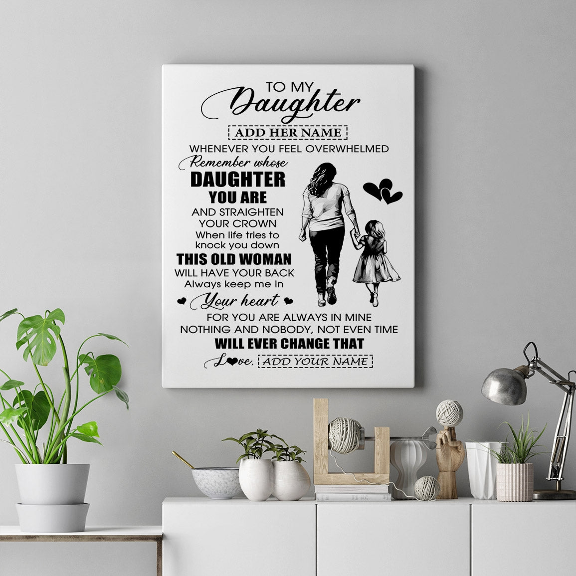 Personalized To My Daughter Gifts Canvas From Mom Mother Whenever Woman Unique Birthday Gifts For Daughter Graduation Christmas Custom Wall Art Print Framed Canvas | siriusteestore