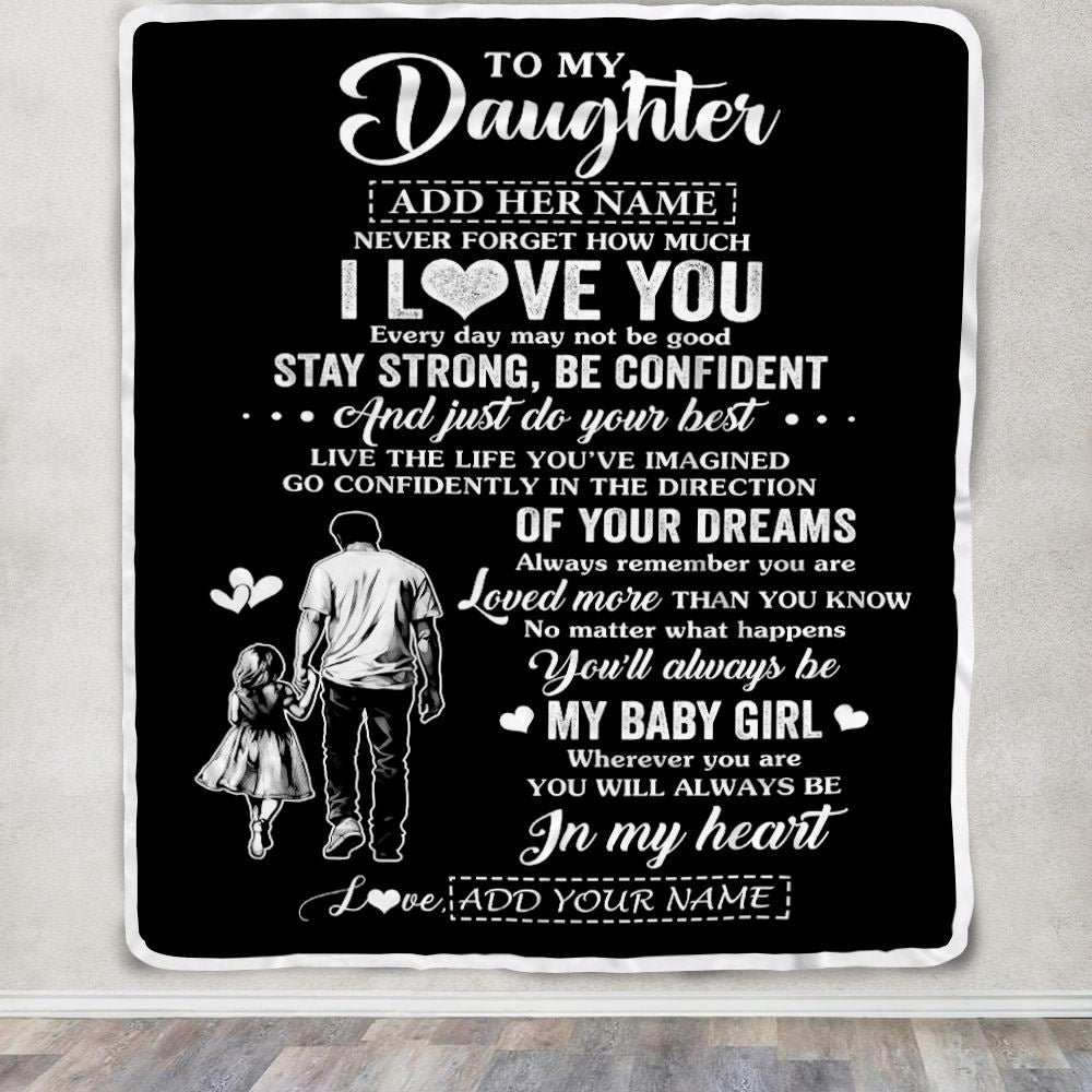 Personalized To My Daughter Gifts From Dad Blanket Never Forget How Much I Love You Daughter Birthday Graduation Christmas Customized Fleece Throw Blanket | siriusteestore