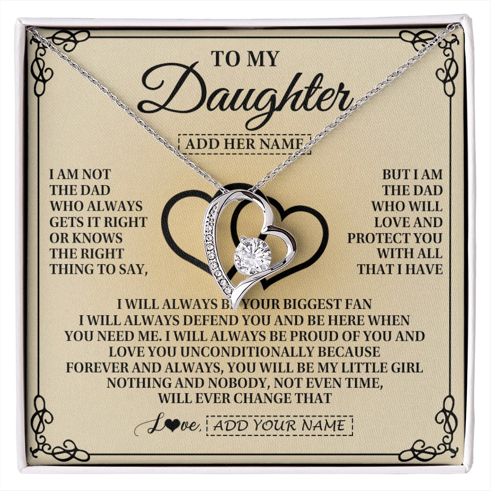 Forever Love Necklace 14K White Gold Finish | 1 | Personalized To My Daughter Gifts From Dad Daughter Birthday Gifts Jewelry For Women Father Pendant Necklace Christmas Custom Gift Box Message Card | https://siriusteestore.