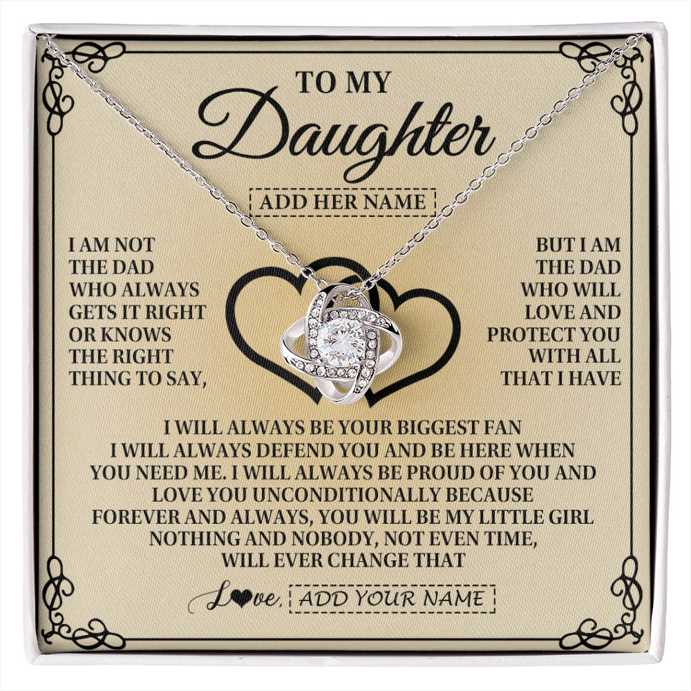 Love Knot Necklace 14K White Gold Finish | 1 | Personalized To My Daughter Gifts From Dad Daughter Birthday Gifts Jewelry For Women Father Pendant Necklace Christmas Custom Gift Box Message Card | https://siriusteestore.