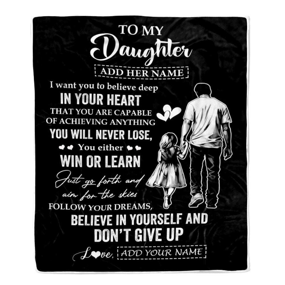Personalized To My Daughter Gifts From Dad Father Blanket Don't Give Up Dad Gifts For Daughter Birthday Graduation Christmas Customized Fleece Throw Blanket | siriusteestore