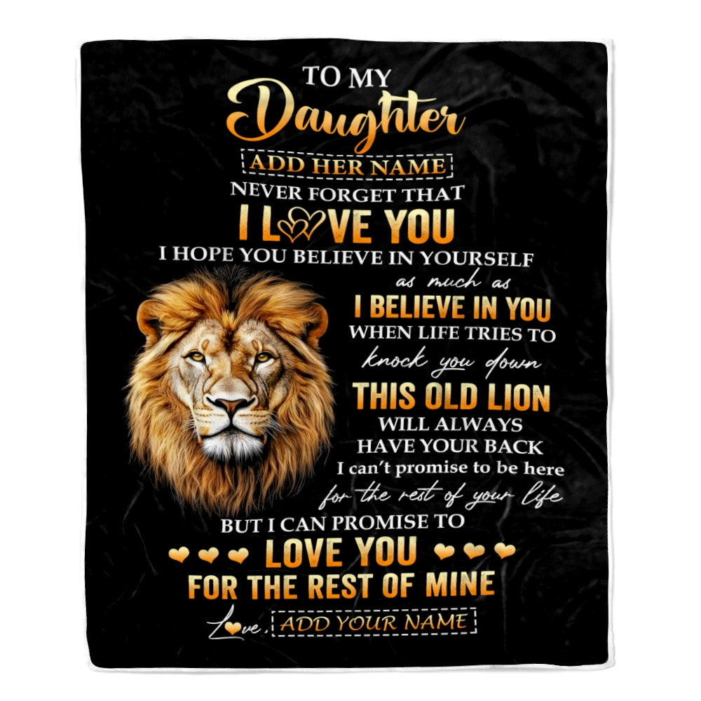 Personalized To My Daughter Gifts From Dad Father Blanket Old Lion Love You Daughter Birthday Gifts Graduation Christmas Customized Fleece Throw Blanket | siriusteestore