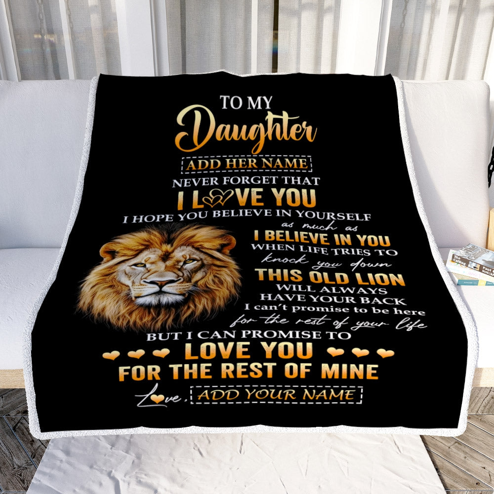 Personalized To My Daughter Gifts From Dad Father Blanket Old Lion Love You Daughter Birthday Gifts Graduation Christmas Customized Fleece Throw Blanket | siriusteestore