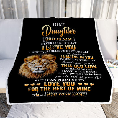 Personalized To My Daughter Gifts From Dad Father Blanket Old Lion Love You Daughter Birthday Gifts Graduation Christmas Customized Fleece Throw Blanket | siriusteestore