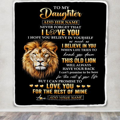 Personalized To My Daughter Gifts From Dad Father Blanket Old Lion Love You Daughter Birthday Gifts Graduation Christmas Customized Fleece Throw Blanket | siriusteestore