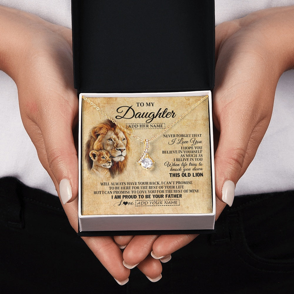 Alluring Beauty Necklace 18K Yellow Gold Finish | 2 | Personalized To My Daughter Gifts From Dad Father Lion Necklace I Love You Daughter Birthday Gifts From Dad Graduation Christmas Custom Gift Box Message Card | siriusteestore.myshopify