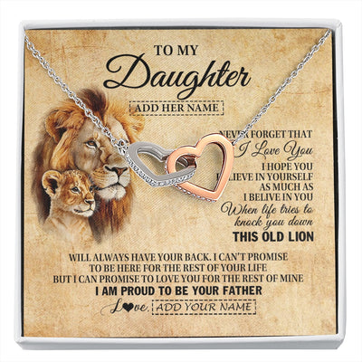 Interlocking Hearts Necklace Stainless Steel & Rose Gold Finish | 1 | Personalized To My Daughter Gifts From Dad Father Lion Necklace I Love You Daughter Birthday Gifts From Dad Graduation Christmas Custom Gift Box Message Card | siriusteestore.myshopify