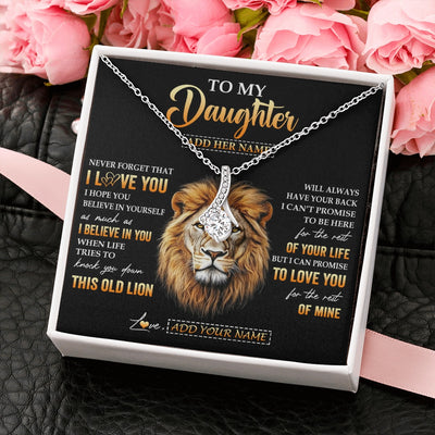 Alluring Beauty Necklace 14K White Gold Finish | 2 | Personalized To My Daughter Gifts From Dad Father Necklace Old Lion Love You Daughter Birthday Gifts Graduation Christmas Customized Gift Box Message Card | siriusteestore.myshopify