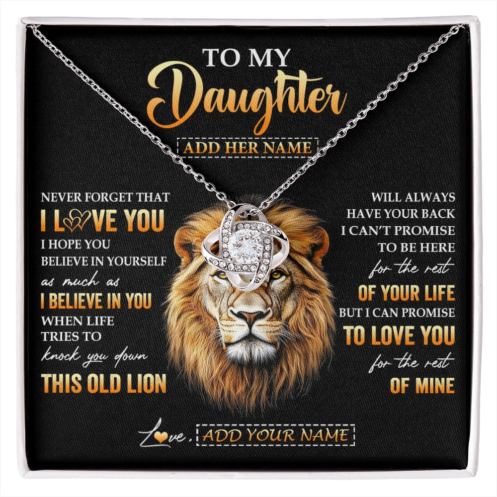 Love Knot Necklace 14K White Gold Finish | 1 | Personalized To My Daughter Gifts From Dad Father Necklace Old Lion Love You Daughter Birthday Gifts Graduation Christmas Customized Gift Box Message Card | siriusteestore.myshopify