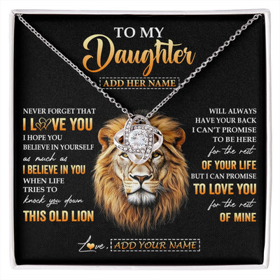 Love Knot Necklace 14K White Gold Finish | 1 | Personalized To My Daughter Gifts From Dad Father Necklace Old Lion Love You Daughter Birthday Gifts Graduation Christmas Customized Gift Box Message Card | siriusteestore.myshopify
