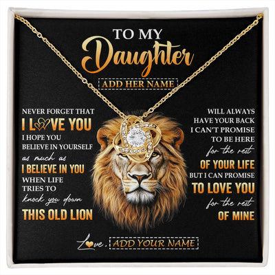 Love Knot Necklace 18K Yellow Gold Finish | 1 | Personalized To My Daughter Gifts From Dad Father Necklace Old Lion Love You Daughter Birthday Gifts Graduation Christmas Customized Gift Box Message Card | siriusteestore.myshopify