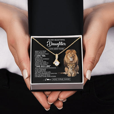 Alluring Beauty Necklace 18K Yellow Gold Finish | 2 | Personalized To My Daughter Gifts From Dad Father Necklace This Old Lion Love You Daughter Birthday Gifts Graduation Christmas Jewelry Gift Box Message Card | https://siriusteestore.