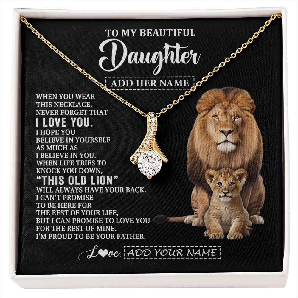 Alluring Beauty Necklace 18K Yellow Gold Finish | 1 | Personalized To My Daughter Gifts From Dad Father Necklace This Old Lion Love You Daughter Birthday Gifts Graduation Christmas Jewelry Gift Box Message Card | https://siriusteestore.