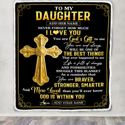 Personalized To My Daughter Gifts From Dad Mom Blanket Christian God Is With You Gifts For Daughter Birthday Present Graduation Christmas Custom Fleece Blanket | siriusteestore