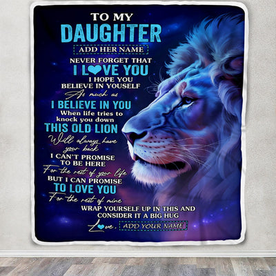 Personalized To My Daughter Gifts From Dad Mom Blanket This Old Lion Heart Gifts For Daughter Birthday Present Graduation Christmas Custom Fleece Blanket | siriusteestore